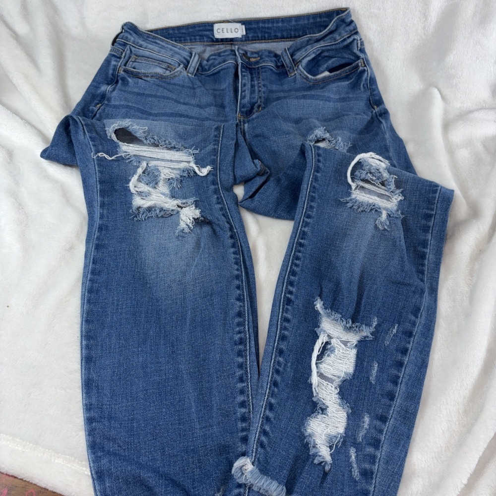 Cello Juniors High Rise Distressed Ankle Skinny Jeans Size 11 Gorpcore Edgy Y2K